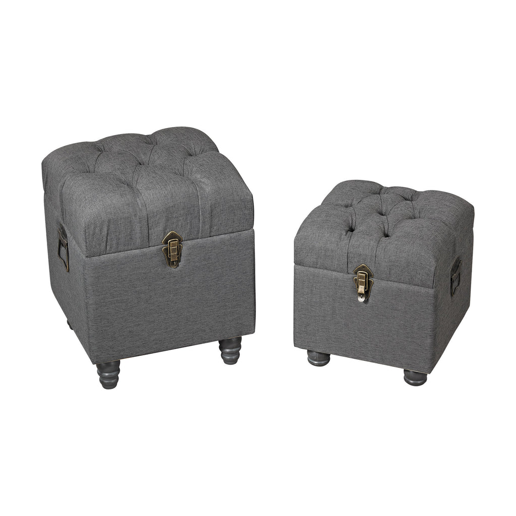 3170-011/S2 Grey Linen Storage Benches, Stool, Sterling, - ReeceFurniture.com - Free Local Pick Ups: Frankenmuth, MI, Indianapolis, IN, Chicago Ridge, IL, and Detroit, MI
