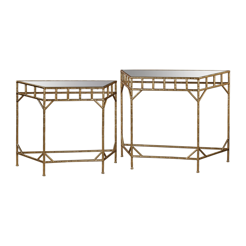 3200-022/S2 Gold Leaf and Antique Mirror Nested Tables - Free Shipping!, Table, Sterling, - ReeceFurniture.com - Free Local Pick Ups: Frankenmuth, MI, Indianapolis, IN, Chicago Ridge, IL, and Detroit, MI