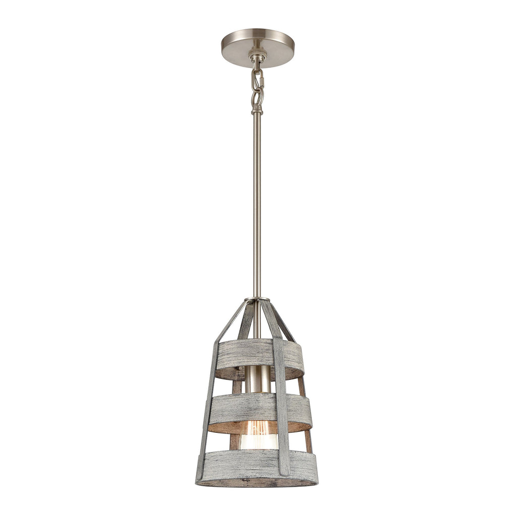 Brigantine - Mini Pendant - Weathered Driftwood, Satin Nickel