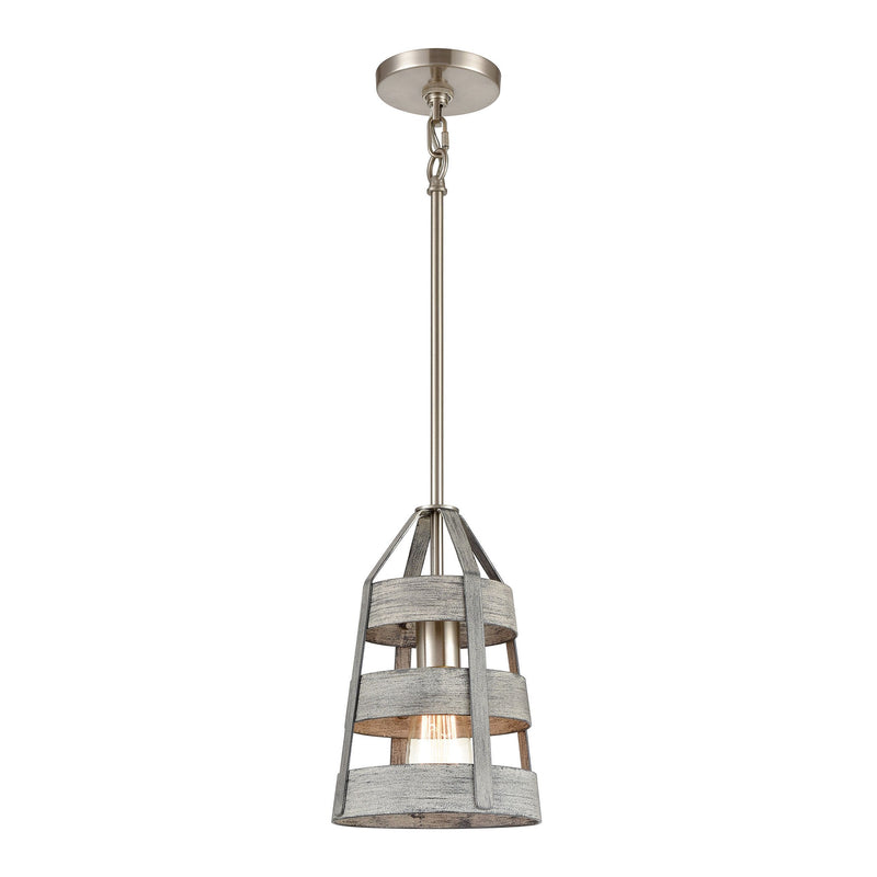 Brigantine - Mini Pendant - Weathered Driftwood, Satin Nickel