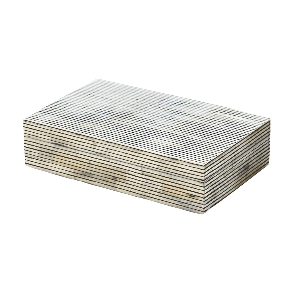 344056 Pin Stripe Bone Box - Small, Box/Canister, Dimond Home, - ReeceFurniture.com - Free Local Pick Ups: Frankenmuth, MI, Indianapolis, IN, Chicago Ridge, IL, and Detroit, MI