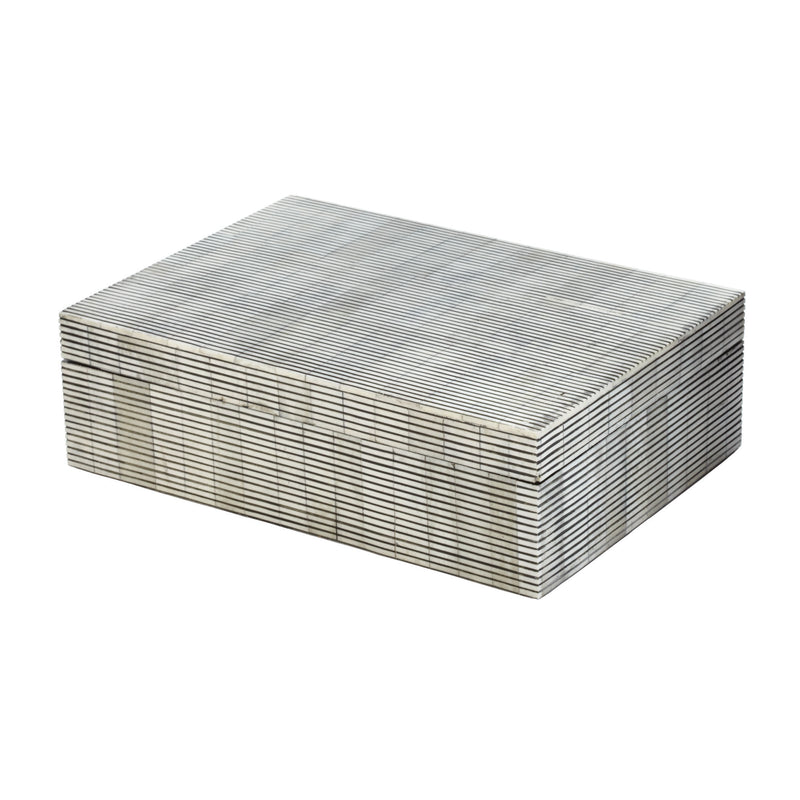 344057 Pin Stripe Bone Box - Large, Box/Canister, Dimond Home, - ReeceFurniture.com - Free Local Pick Ups: Frankenmuth, MI, Indianapolis, IN, Chicago Ridge, IL, and Detroit, MI