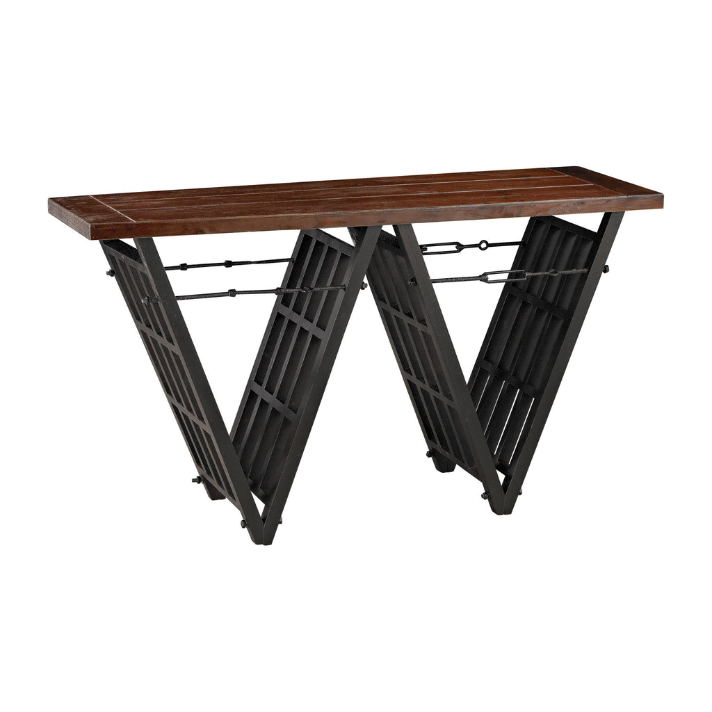 351-10166 Industrial Era Console with Iron Stretcher - Free Shipping!, Console, Sterling, - ReeceFurniture.com - Free Local Pick Ups: Frankenmuth, MI, Indianapolis, IN, Chicago Ridge, IL, and Detroit, MI