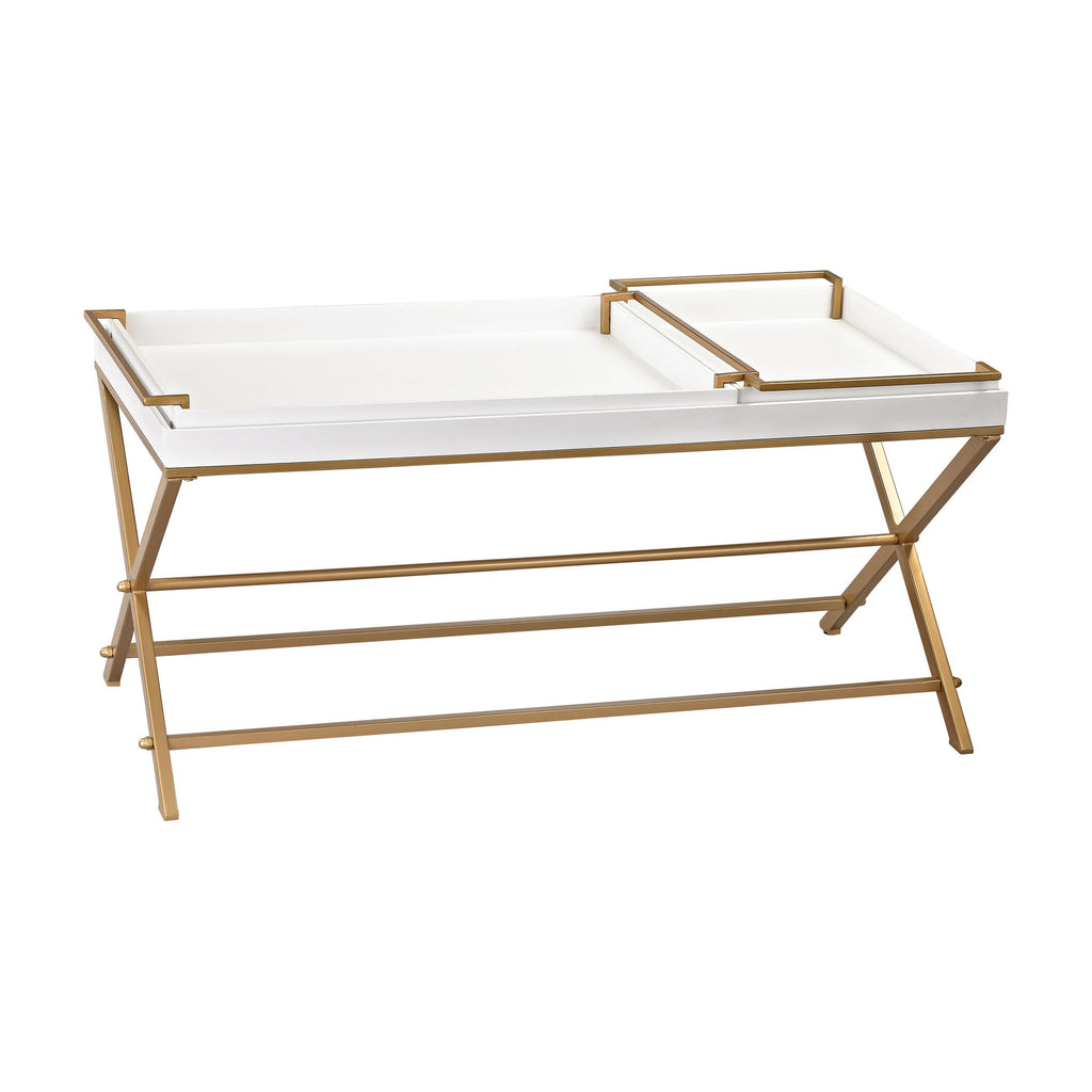351-10180/S3 Gold and White Coffee Table with Trays - Free Shipping!, Table, Sterling, - ReeceFurniture.com - Free Local Pick Ups: Frankenmuth, MI, Indianapolis, IN, Chicago Ridge, IL, and Detroit, MI
