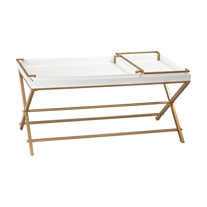 351-10180/S3 Gold and White Coffee Table with Trays - Free Shipping!, Table, Sterling, - ReeceFurniture.com - Free Local Pick Ups: Frankenmuth, MI, Indianapolis, IN, Chicago Ridge, IL, and Detroit, MI