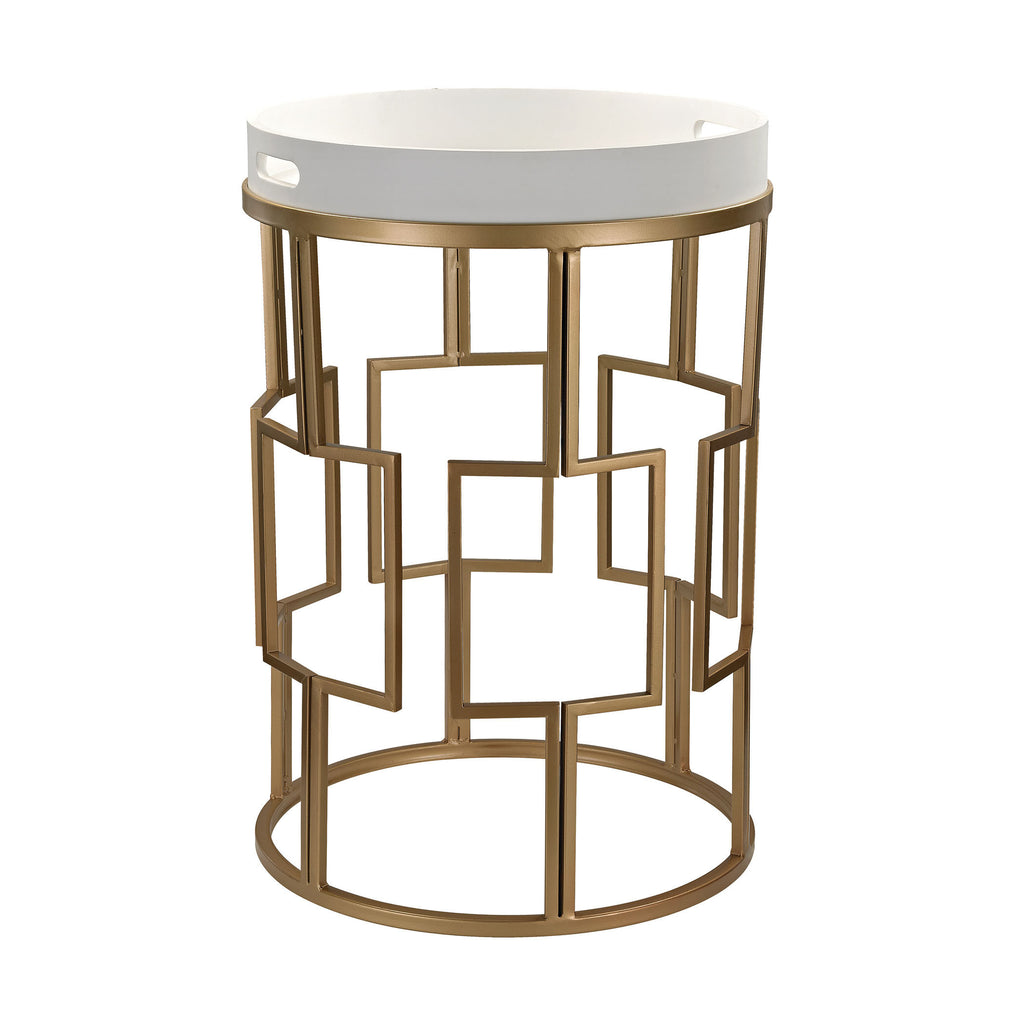 351-10183 Gold and White Accent Table - Free Shipping!, Table, Sterling, - ReeceFurniture.com - Free Local Pick Ups: Frankenmuth, MI, Indianapolis, IN, Chicago Ridge, IL, and Detroit, MI