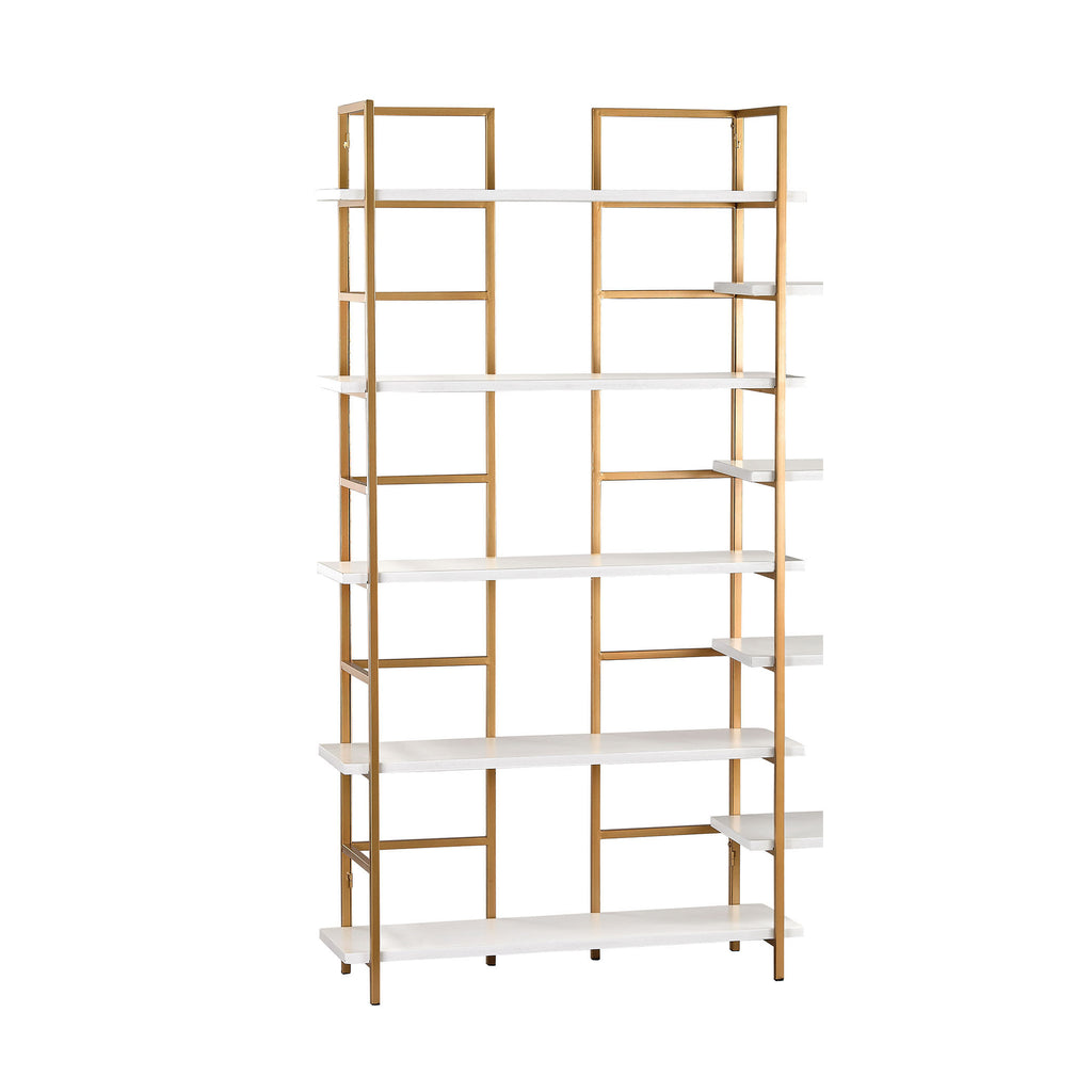 351-10204 White and Gold Shelving Unit, Shelf, Sterling, - ReeceFurniture.com - Free Local Pick Ups: Frankenmuth, MI, Indianapolis, IN, Chicago Ridge, IL, and Detroit, MI