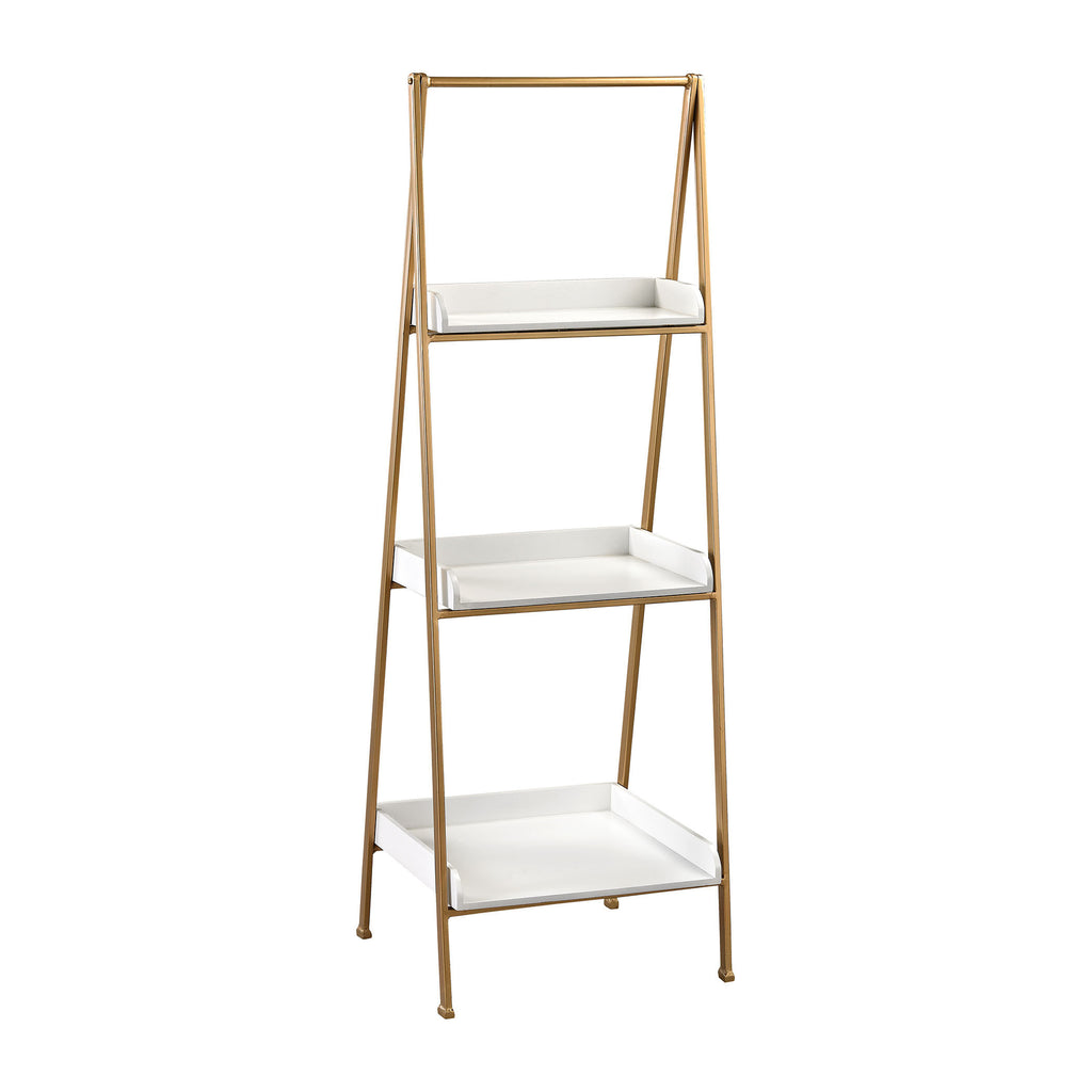 351-10205 White and Gold Accent Shelf, Shelf, Sterling, - ReeceFurniture.com - Free Local Pick Ups: Frankenmuth, MI, Indianapolis, IN, Chicago Ridge, IL, and Detroit, MI