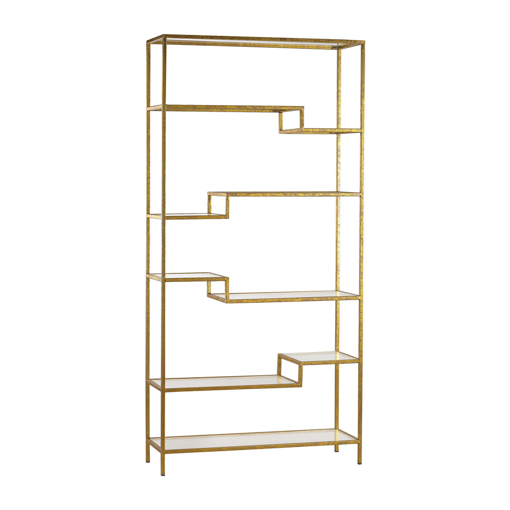 351-10209 Gold and Mirrored Shelving Unit, Shelf, Sterling, - ReeceFurniture.com - Free Local Pick Ups: Frankenmuth, MI, Indianapolis, IN, Chicago Ridge, IL, and Detroit, MI