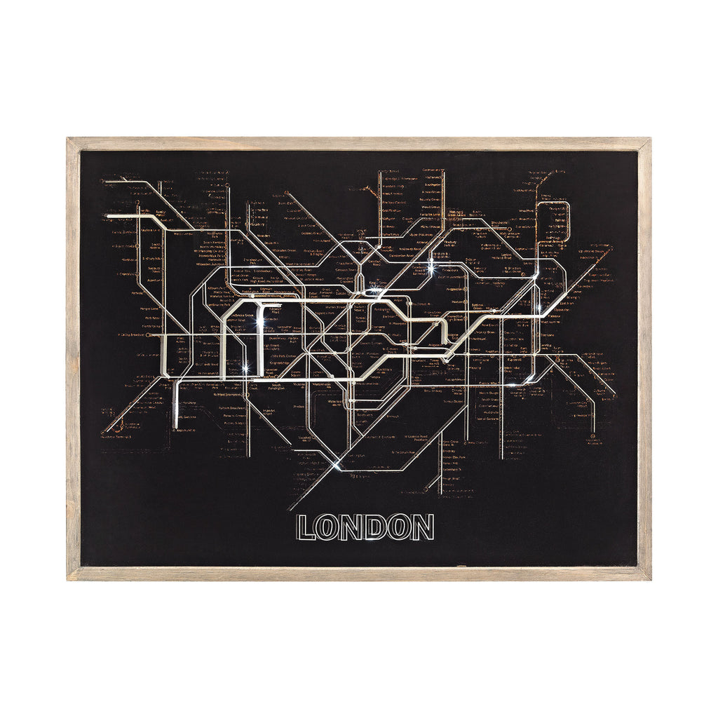 351-10238 Tubetime Grey with Black 24-Inch Wood and Glass London Tubemap Wall Decor - Free Shipping!, Wall Decor, Sterling, - ReeceFurniture.com - Free Local Pick Ups: Frankenmuth, MI, Indianapolis, IN, Chicago Ridge, IL, and Detroit, MI