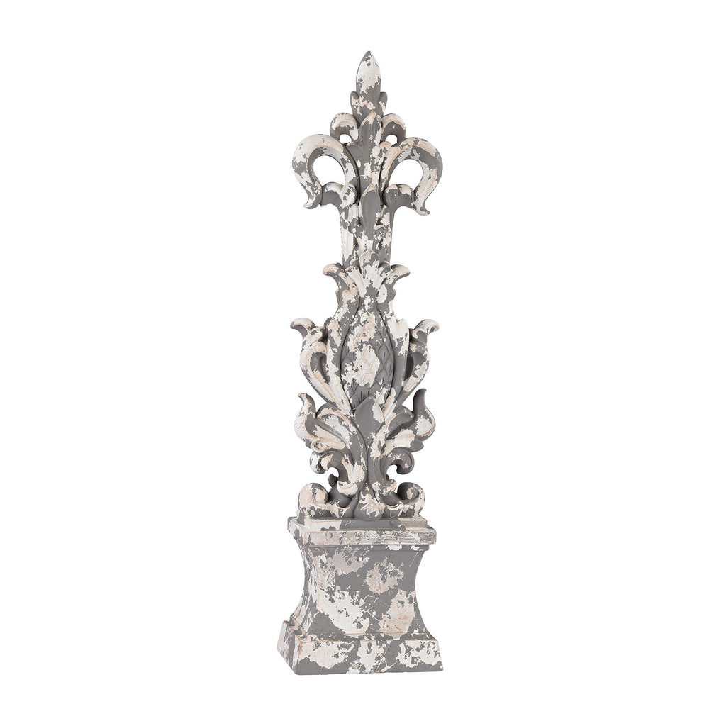 387-010 Aged Plaster Scroll Finial, Finial, Sterling, - ReeceFurniture.com - Free Local Pick Ups: Frankenmuth, MI, Indianapolis, IN, Chicago Ridge, IL, and Detroit, MI