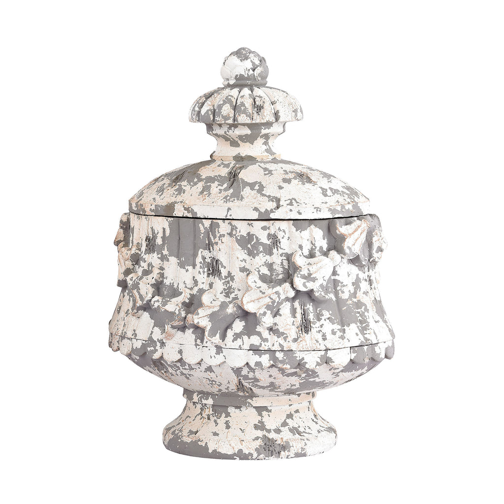 387-012 Aged Plaster Embellished Oval Box, Box/Canister, Sterling, - ReeceFurniture.com - Free Local Pick Ups: Frankenmuth, MI, Indianapolis, IN, Chicago Ridge, IL, and Detroit, MI