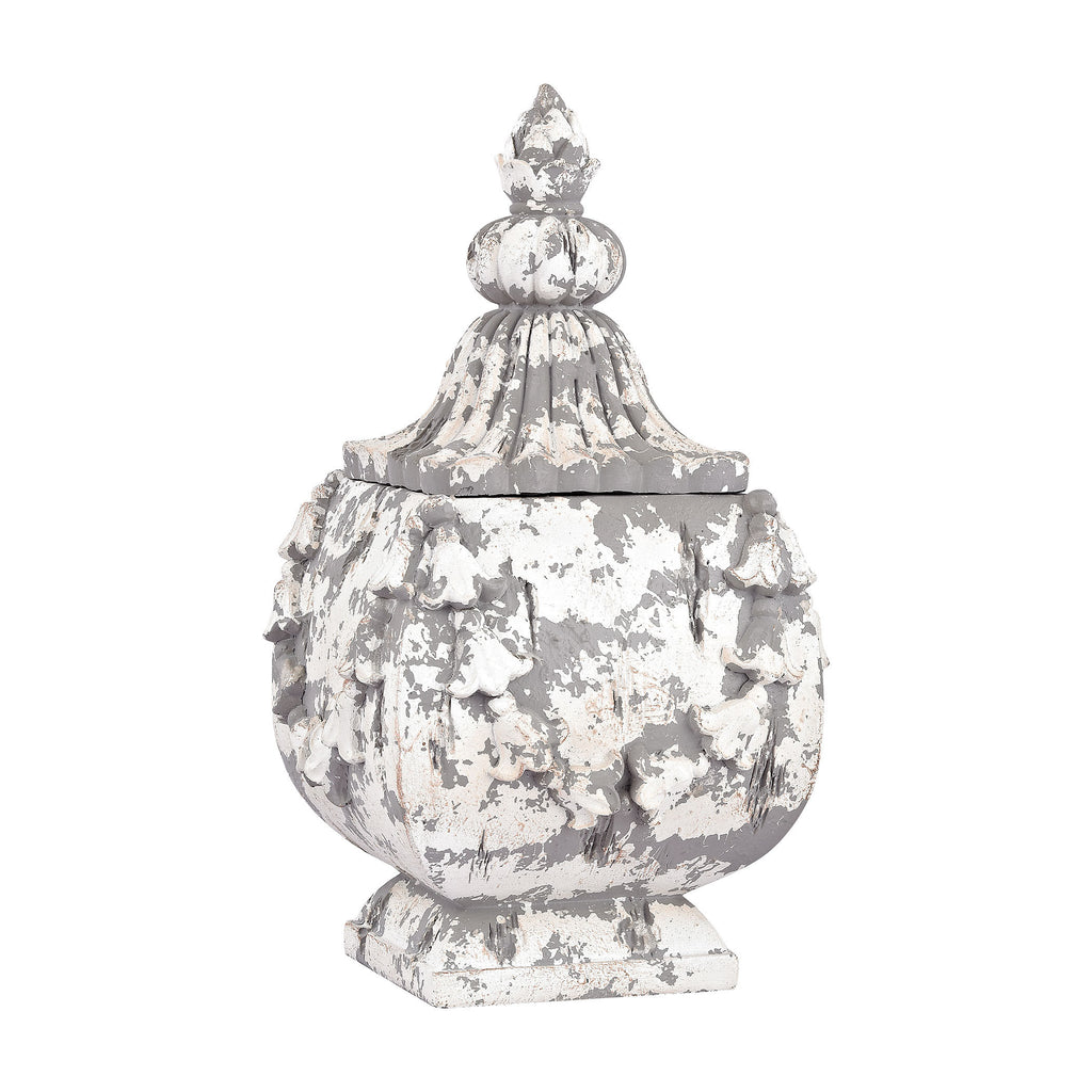 387-013 Aged Plaster Embellished Square Box, Box/Canister, Sterling, - ReeceFurniture.com - Free Local Pick Ups: Frankenmuth, MI, Indianapolis, IN, Chicago Ridge, IL, and Detroit, MI