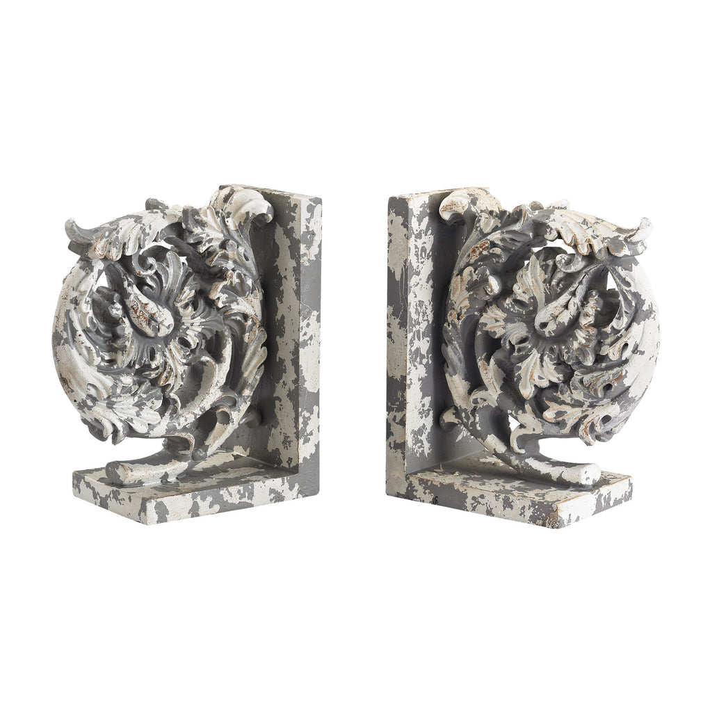 387-014/S2 Aged Plaster Scroll Bookends, Bookend, Sterling, - ReeceFurniture.com - Free Local Pick Ups: Frankenmuth, MI, Indianapolis, IN, Chicago Ridge, IL, and Detroit, MI