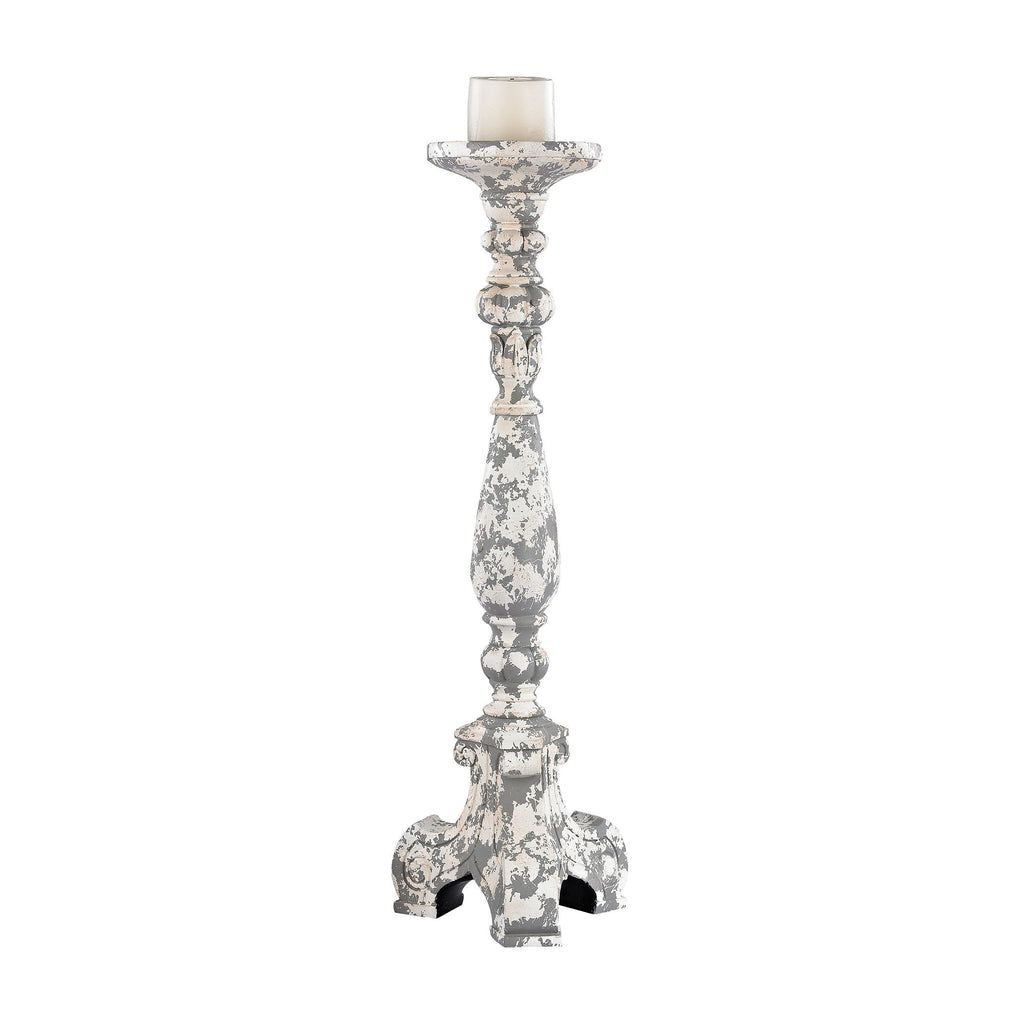387-015 Aged Plaster Candel Holder - Medium, Candle/Candle Holder, Sterling, - ReeceFurniture.com - Free Local Pick Ups: Frankenmuth, MI, Indianapolis, IN, Chicago Ridge, IL, and Detroit, MI