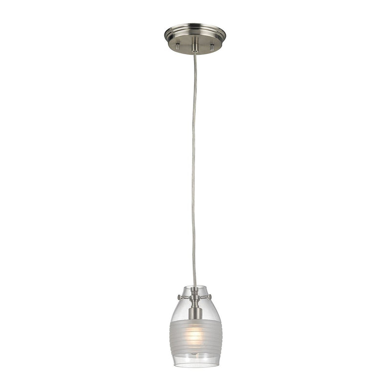 Carved Glass - Mini Pendant - Brushed Nickel