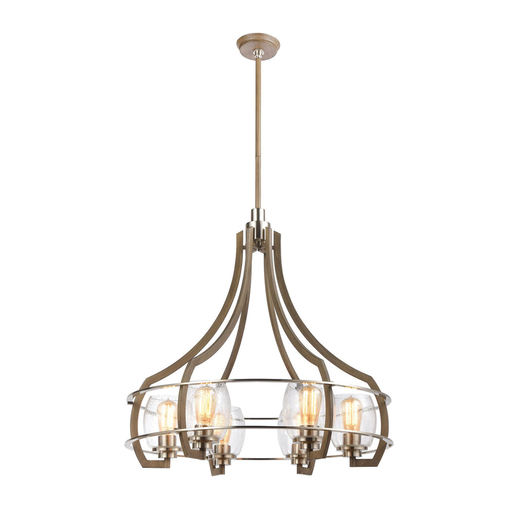 Bixler - Chandelier - Light Wood, Satin Nickel, Satin Nickel