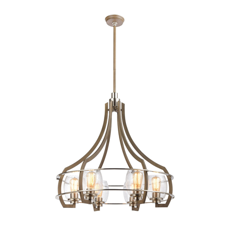 Bixler - Chandelier - Light Wood, Satin Nickel, Satin Nickel