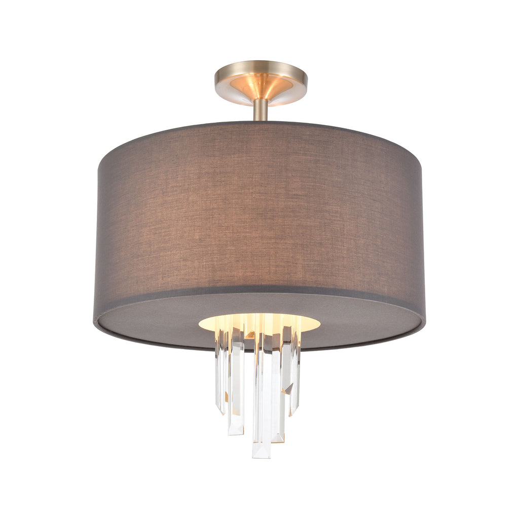 Crystal Falls - Semi Flush Mount - Satin Nickel