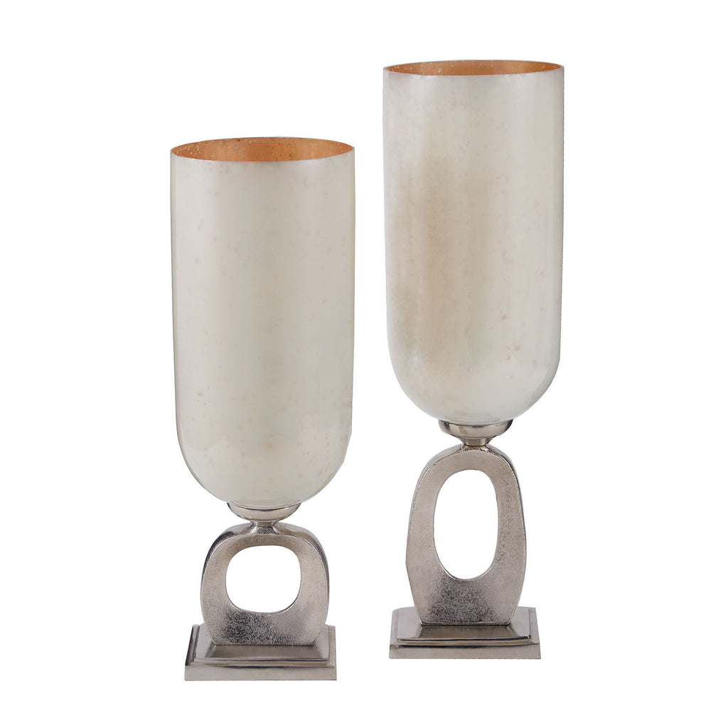 468-050/S2 O Hurricane In Frosted White Mercury, Vase/Urn, Dimond Home, - ReeceFurniture.com - Free Local Pick Ups: Frankenmuth, MI, Indianapolis, IN, Chicago Ridge, IL, and Detroit, MI