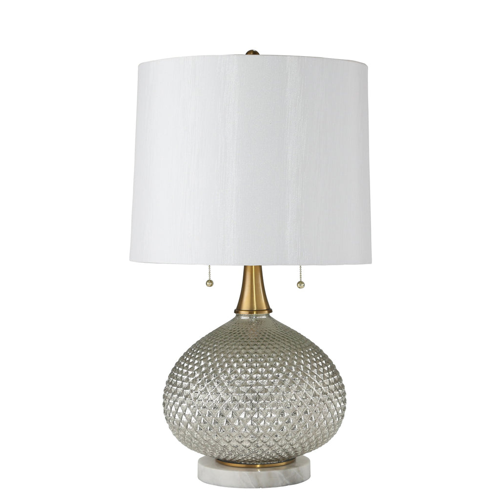 Mercury Glass Round Table Lampw/Twin Pull 27"H, Gray