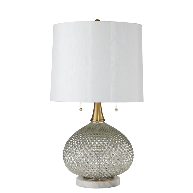 Mercury Glass Round Table Lampw/Twin Pull 27"H, Gray