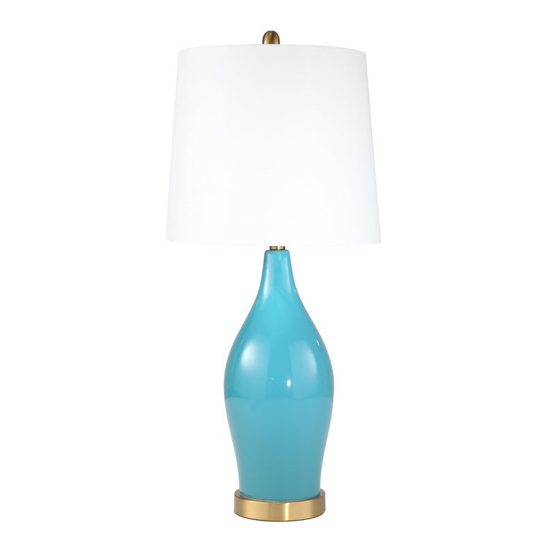 Ceramic Table Lamp W/Usb Port 31"H, Turquoise