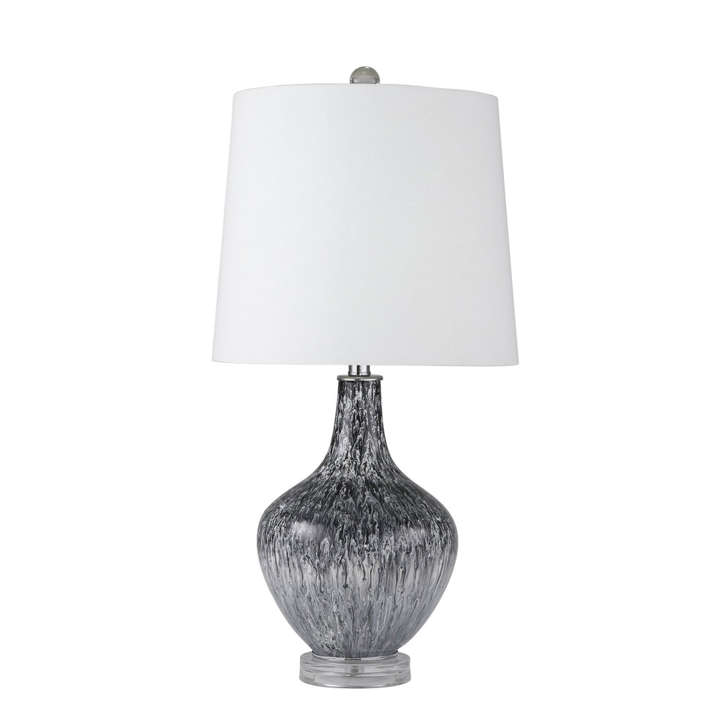 Glass Teardrop Table Lamp 28"H, Black/White