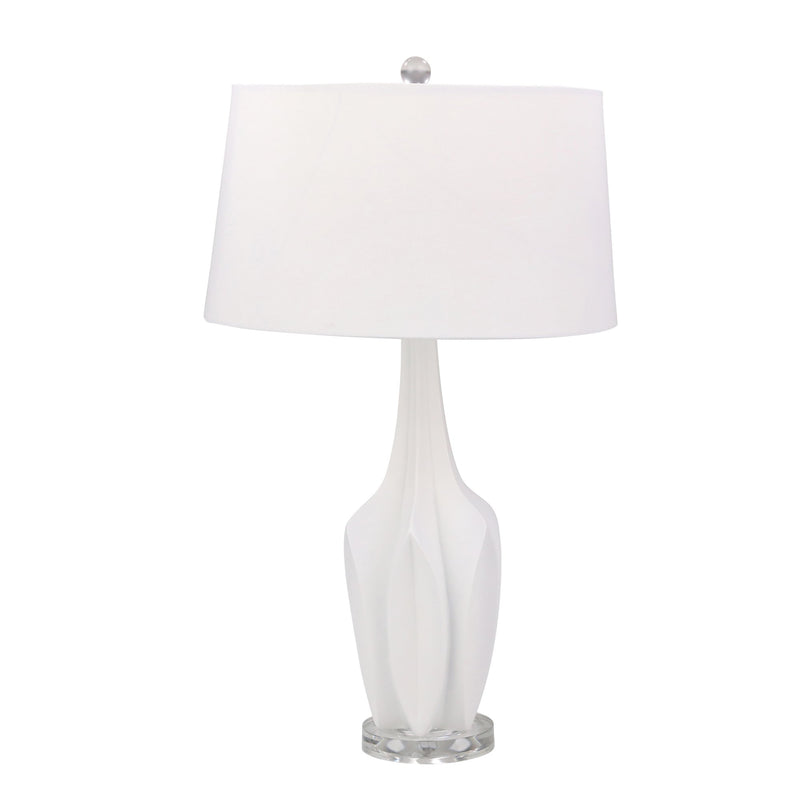 Resin Multi-Faceted Table Lamp28", White