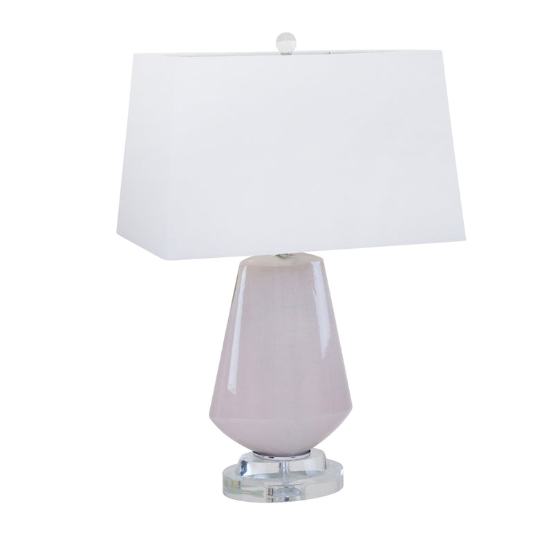 Glass Diamond Shape Table Lamp26", Mauve