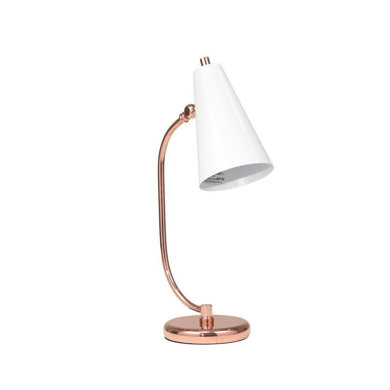 Metal Desk Lamp 20", White / Rose Gold