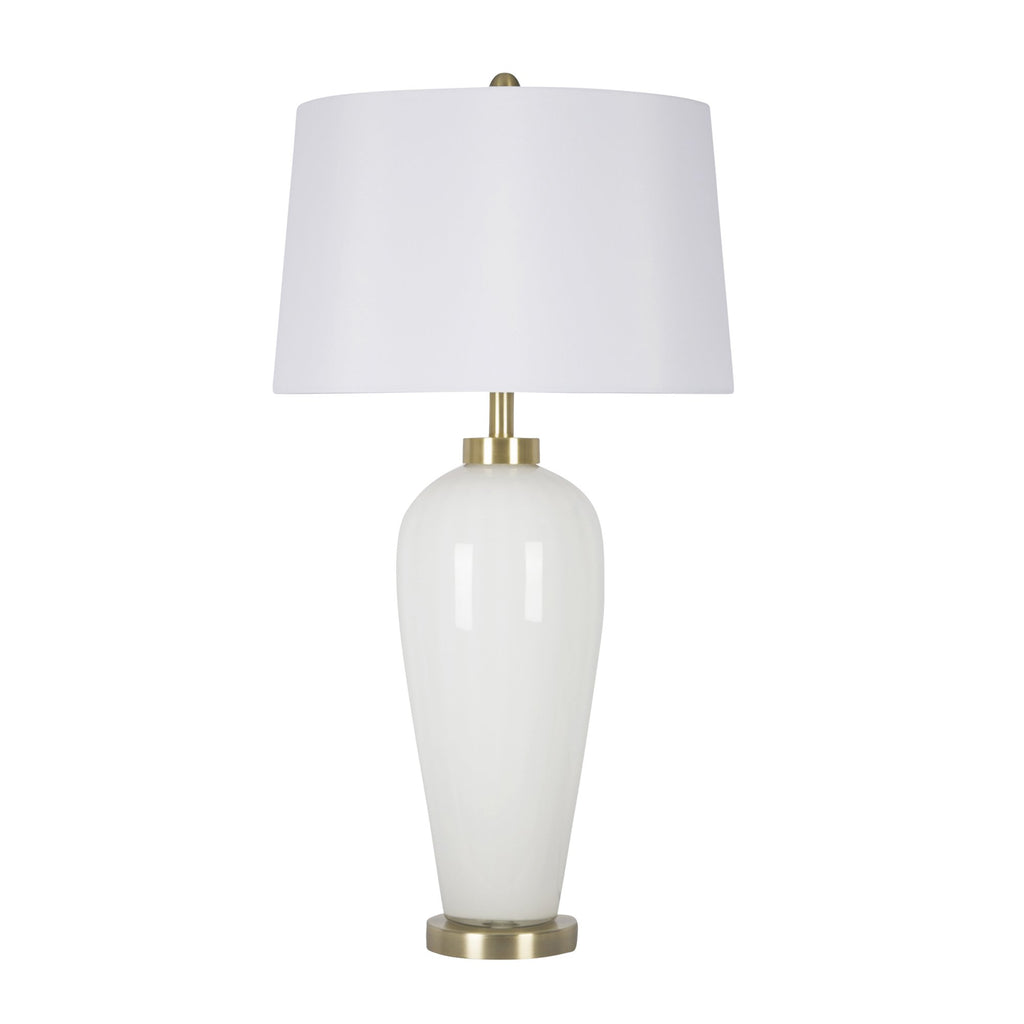 Grooved Glass Table Lamp 32", White