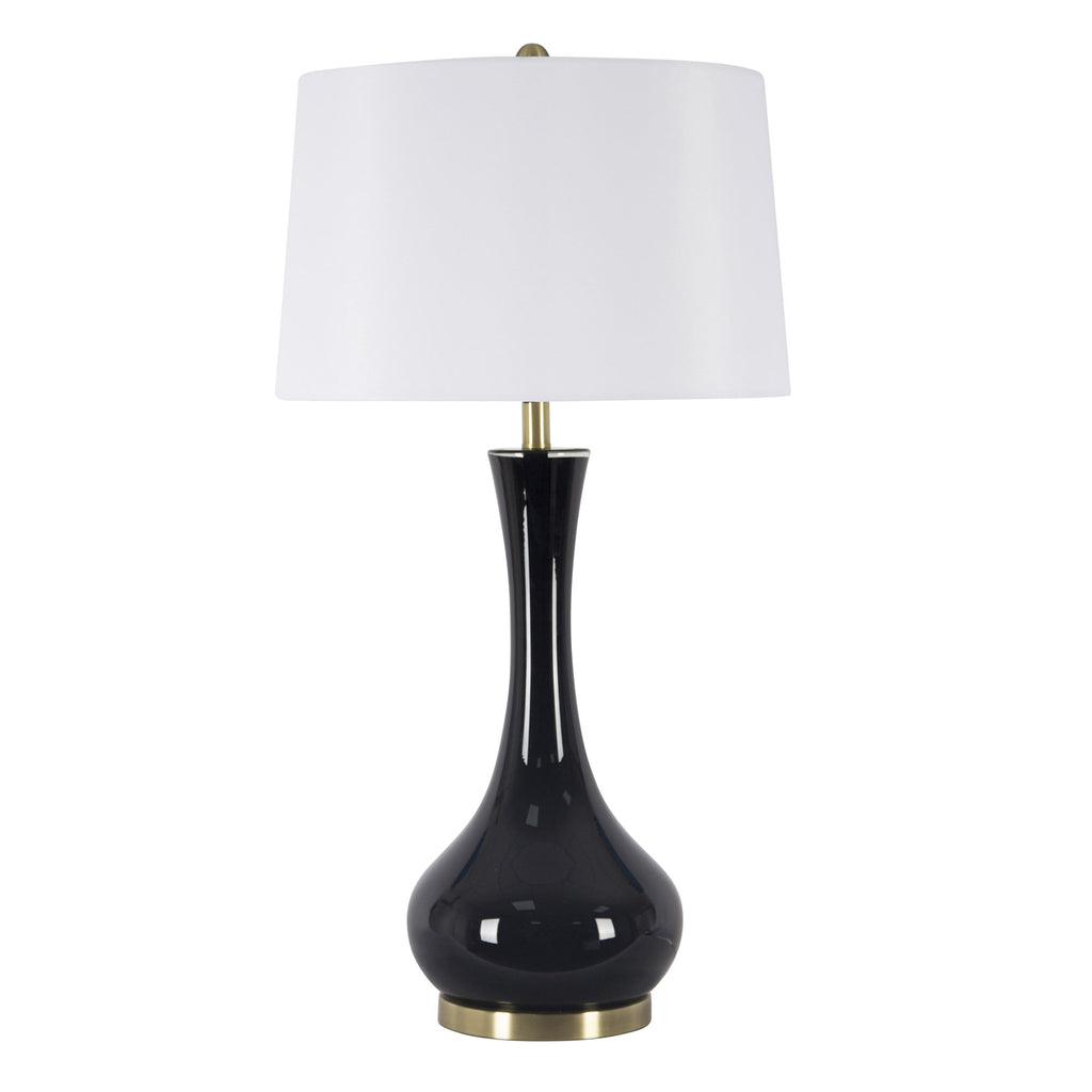 Glass Teardrop Table Lamp 34",Black