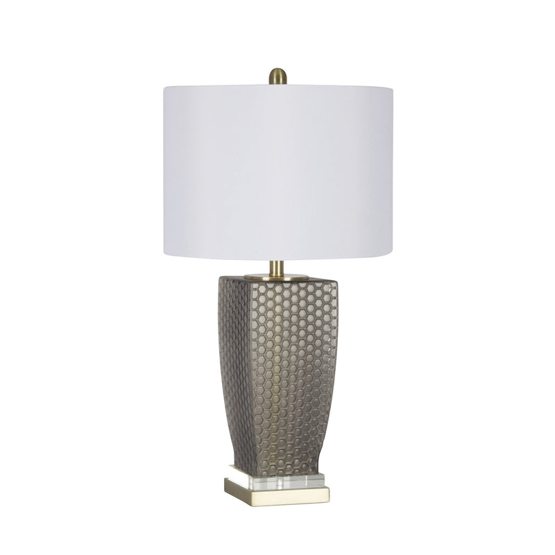 Glass Honeycomb Texture Table Lamp, 29", White