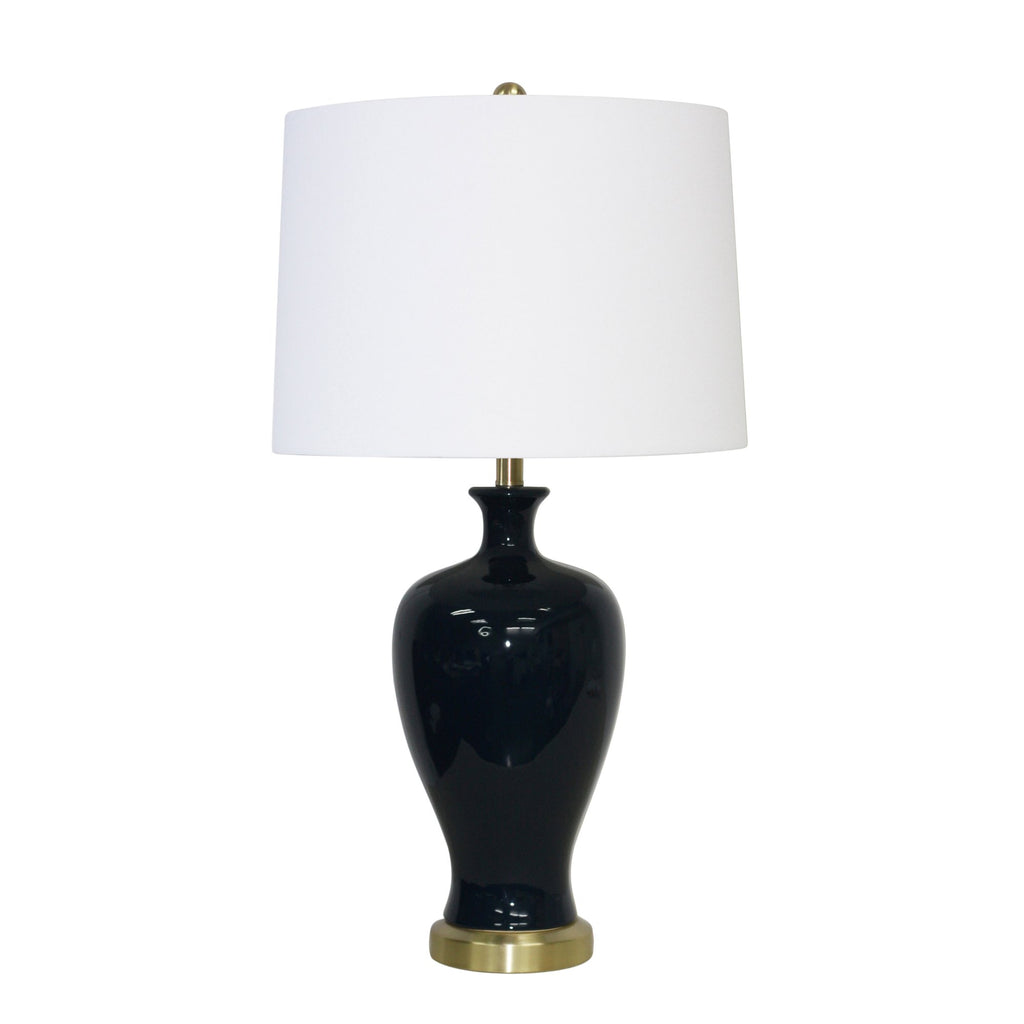 Ceramic 32"  Urn  Table  Lamp,Navy Blue