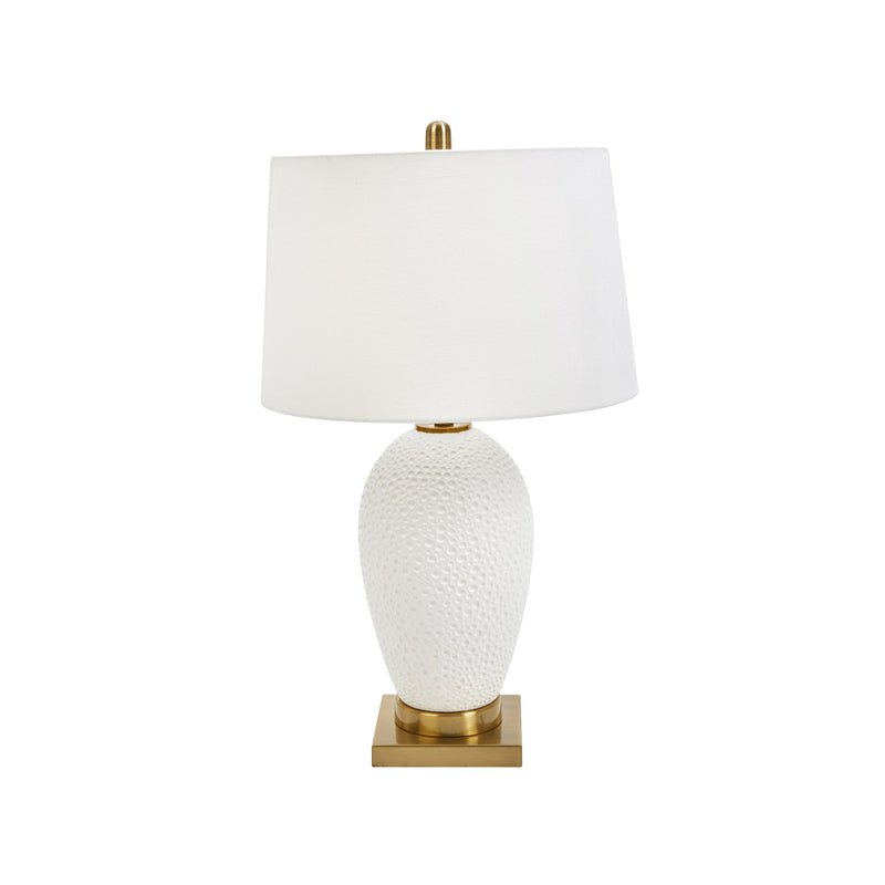 Ceramic 27" Table Lamp  W/ Hammered Finish, White