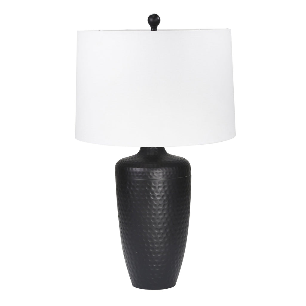 Metal 28" Table Lamp W/Hammered Finish, Matt Black