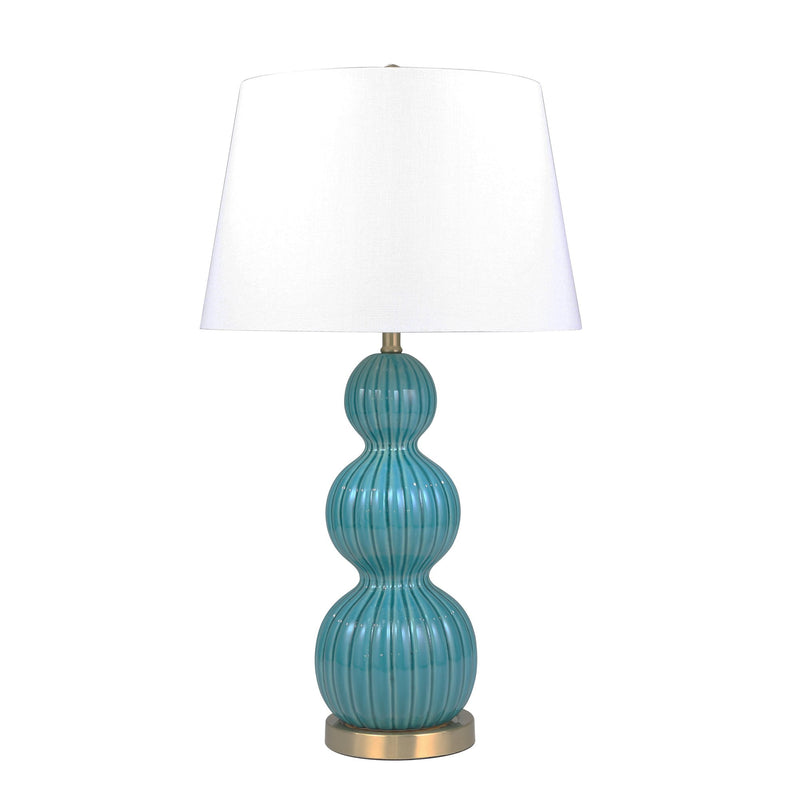 Ceramic 31" Triple Gourd Tablelamp, Blue