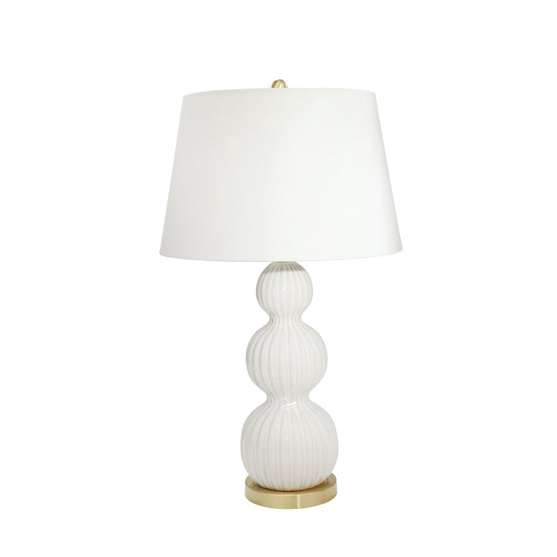 Ceramic 31" Triple Gourd Tablelamp, Cream