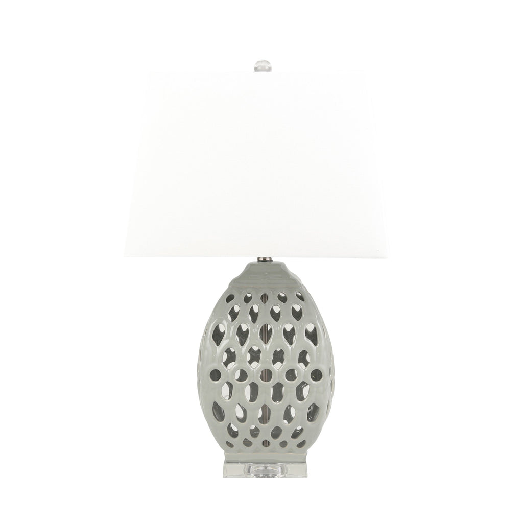 Ceramic 29" Table Lamp W/Cut-Outs, Gray
