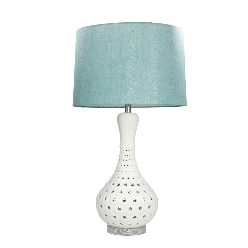 Ceramic 31" Pierced Bottle Table Lamp, White