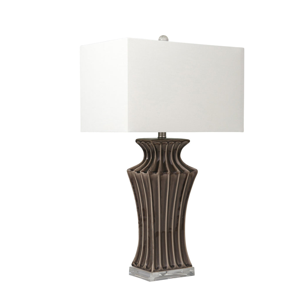 Ceramic 29" Fluted Urn Table Lamp, Dark Gray