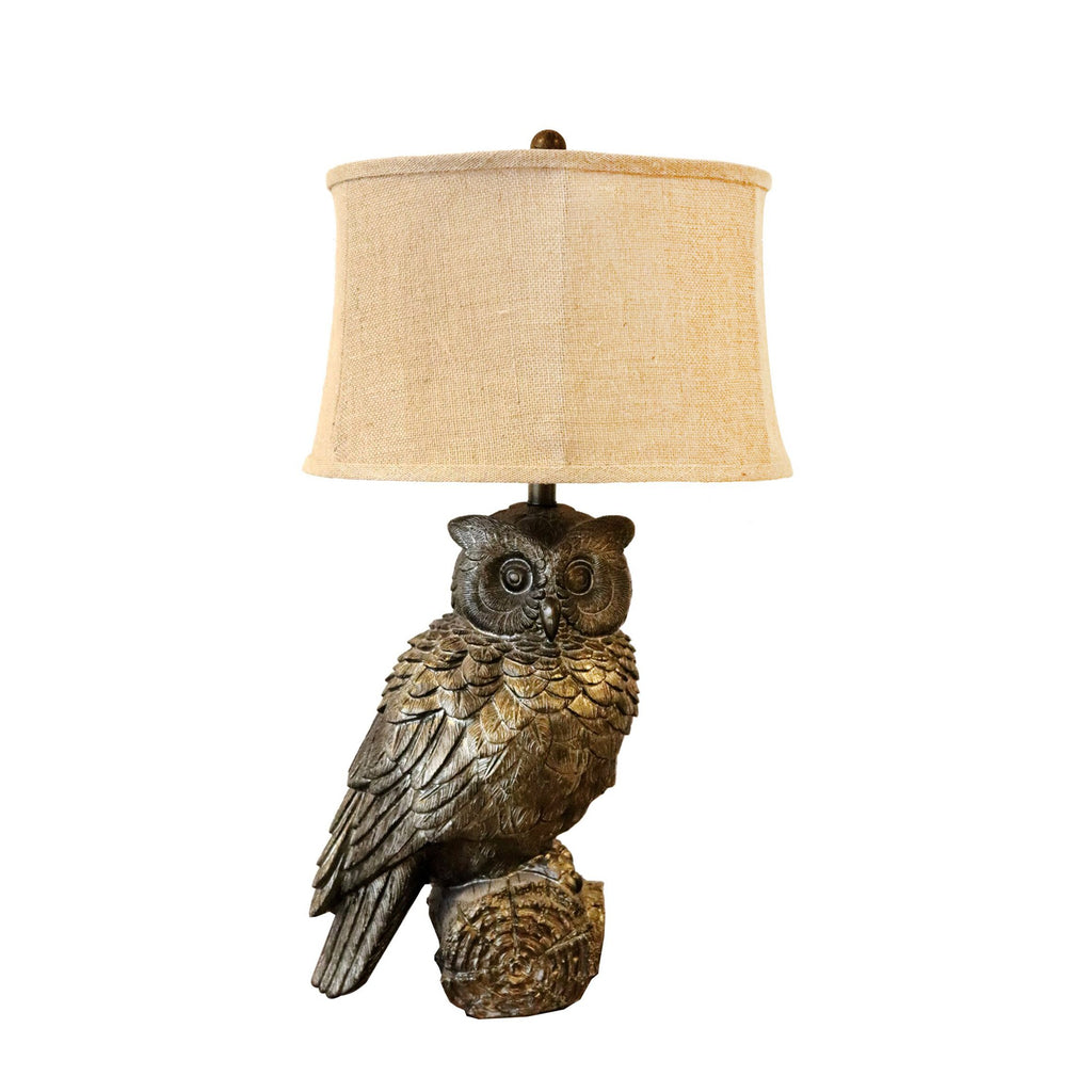 Resin 31" Owl Table Lamp, Brown