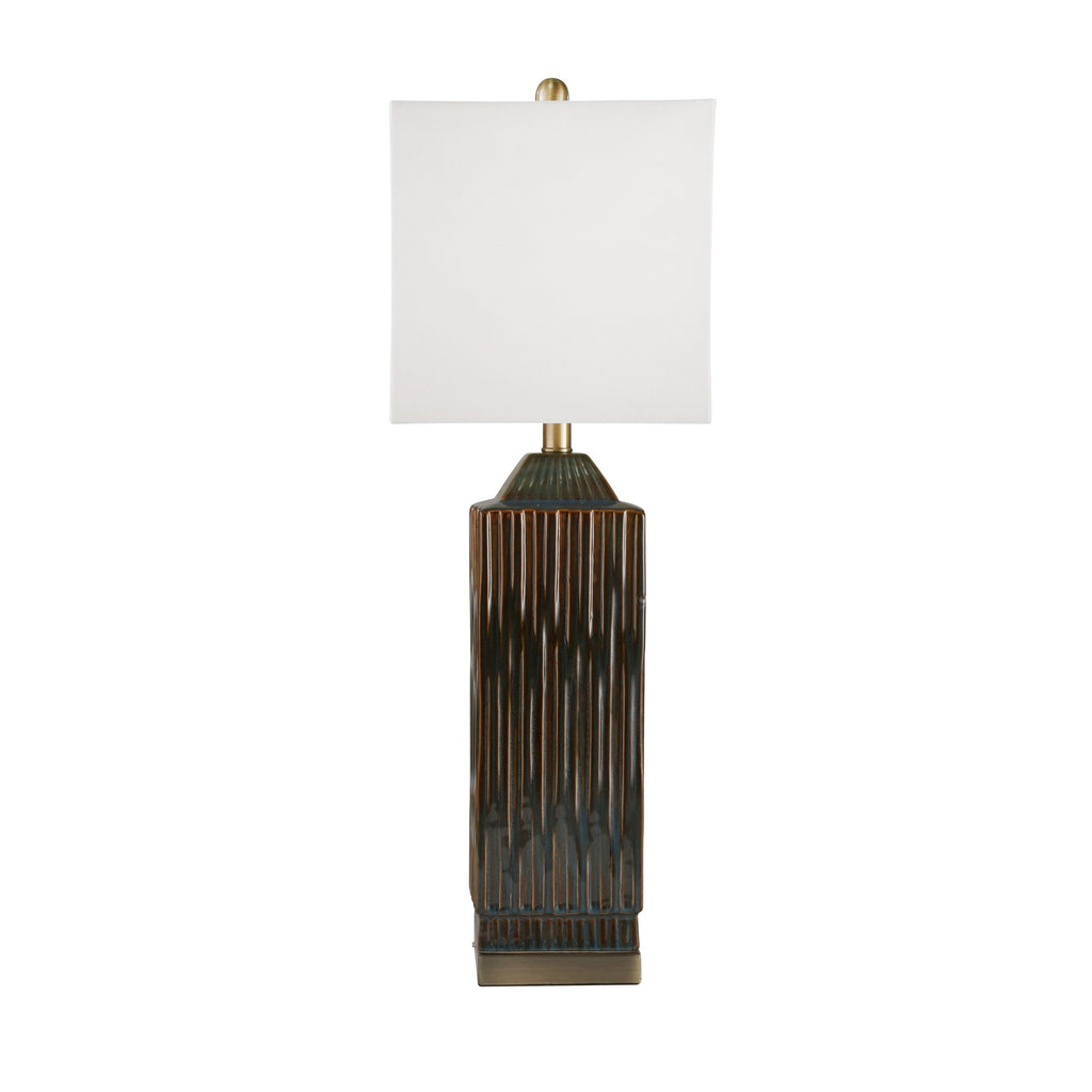 Ceramic 30" Art Deco Table Lamp, Green