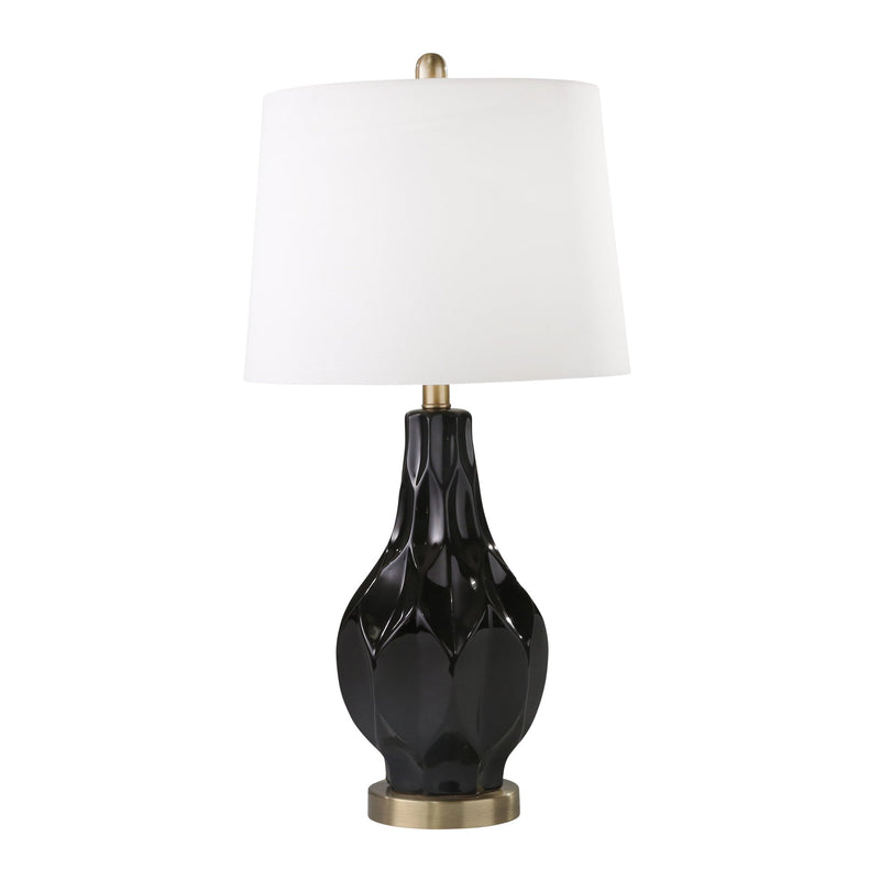 Ceramic 28" Fluted Table Lamp,Black