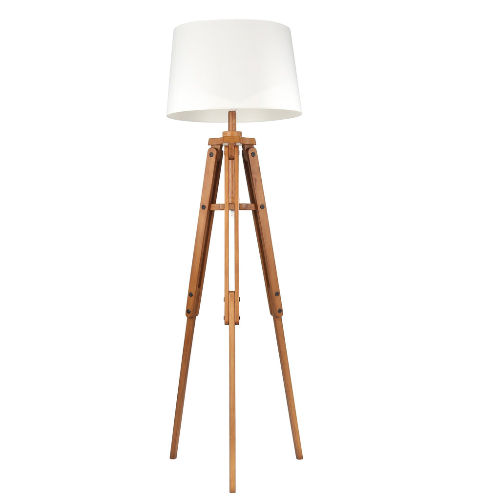 Wood 63" Tripod Floor Lamp, Brown
