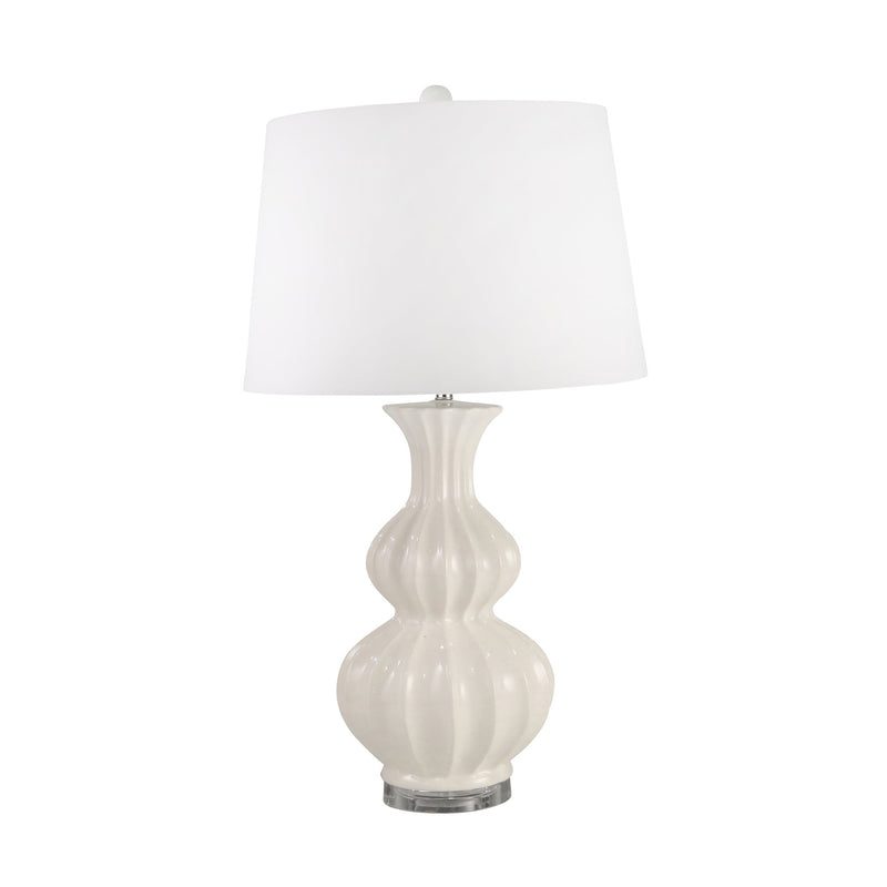 Ceramic 30" Double Gourd Tablelamp, White