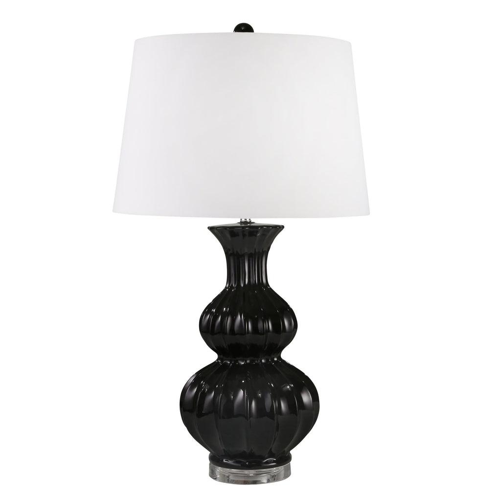 Ceramic 30" Double Gourd Tablelamp, Black