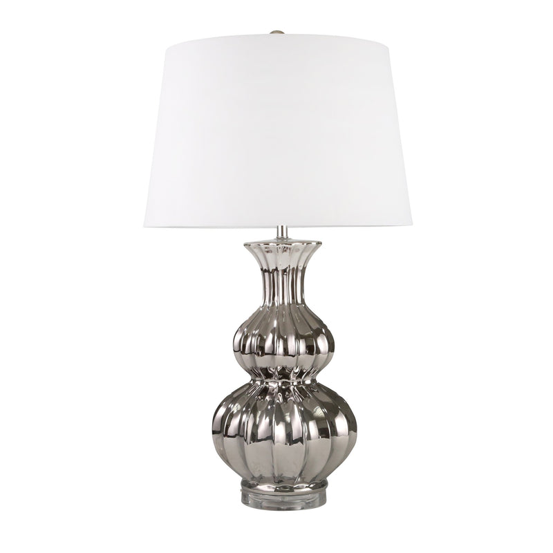 Ceramic 30" Double Gourd Tablelamp, Silver