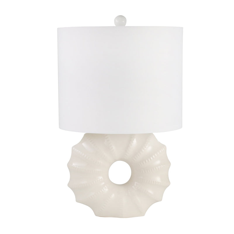 Ceramic 25" Ridged Ring Tablelamp, White